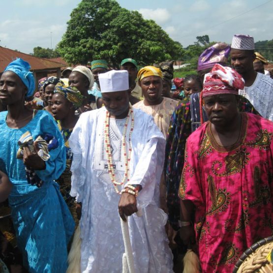 Oba Sunday Adewumi being led to King makers for coronation ceremony