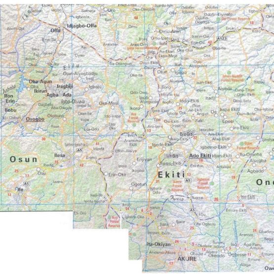 Location of Igogo Ekiti on the Map of Ekiti and contiguous States in Nigeria